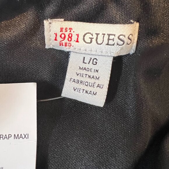 NWT Guess Black Double Strap Chiffon Maxi Dress, Size Large - Picture 15 of 16
